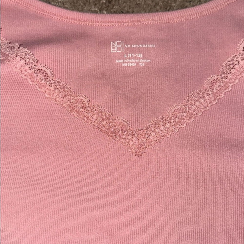 No Boundaries Blush Pink Lace Accent Tee